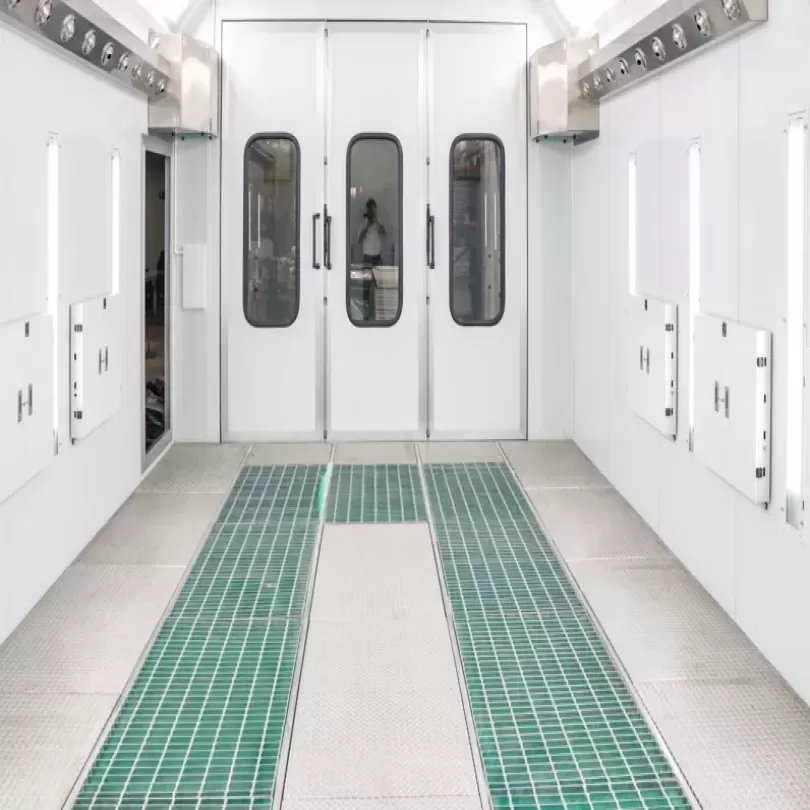 Phòng sơn sấy tiêu chuẩn cho sơn gốc dầu, cửa panel 3 cánh, hút sàn 3 dãy